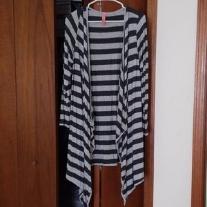 Striped long sleeve coverup